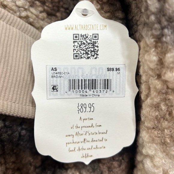Altar’d State Teddy Fleece Shacket Brown Cream Plaid Size M New - Picture 12 of 13